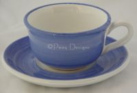Caleca Blue & White CUP & SAUCER - Handpainted